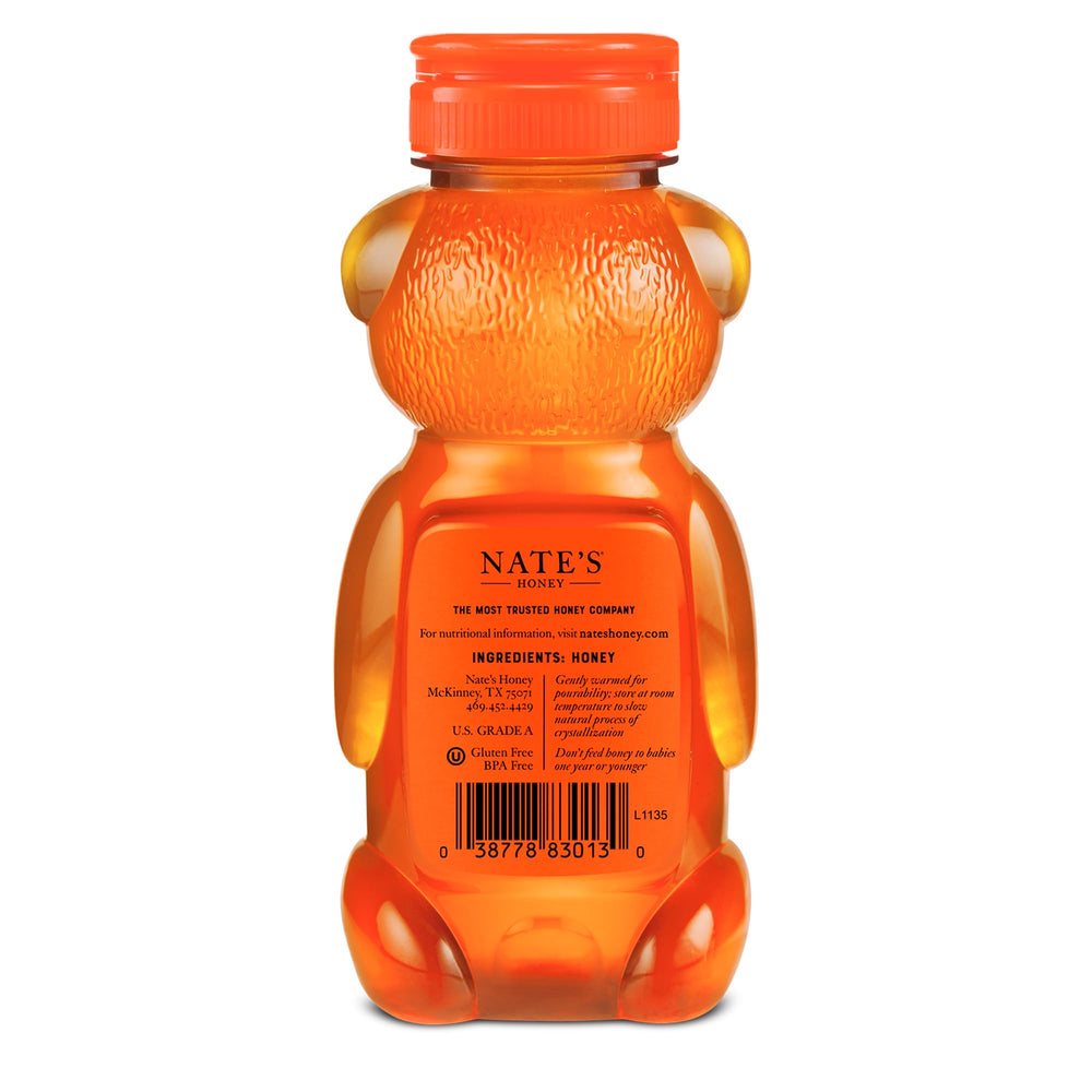 Nate's Honey bear bottle 12oz ready for daily drizzles and sharing.