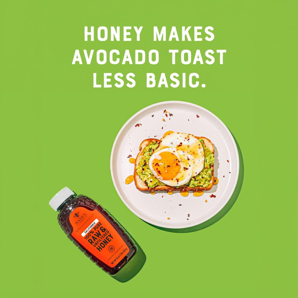 Nate's Honey daily drizzle ideas over coffee, tea, yogurt or oats.