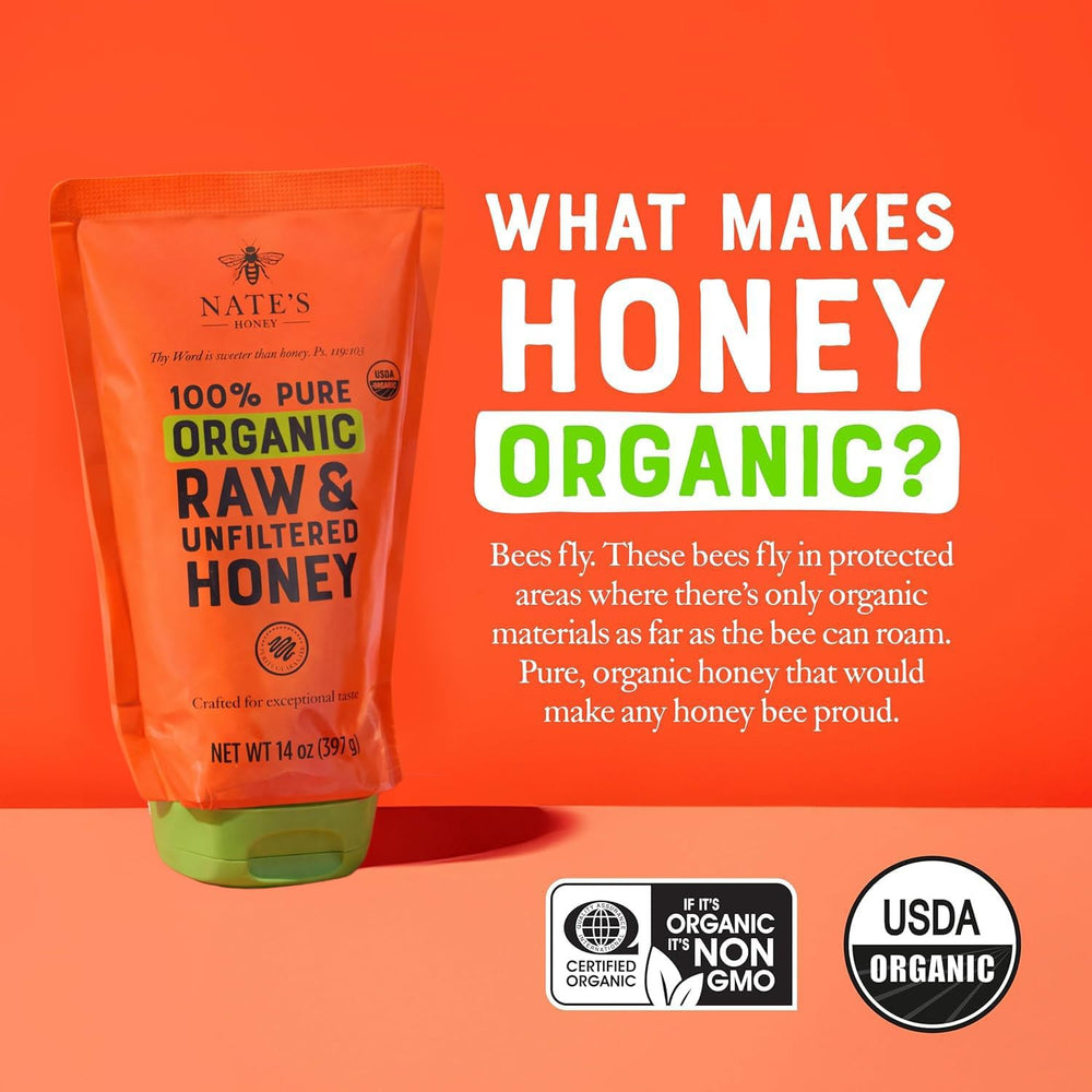 Nate's Honey in coffee or tea for natural sweetness and flavor.