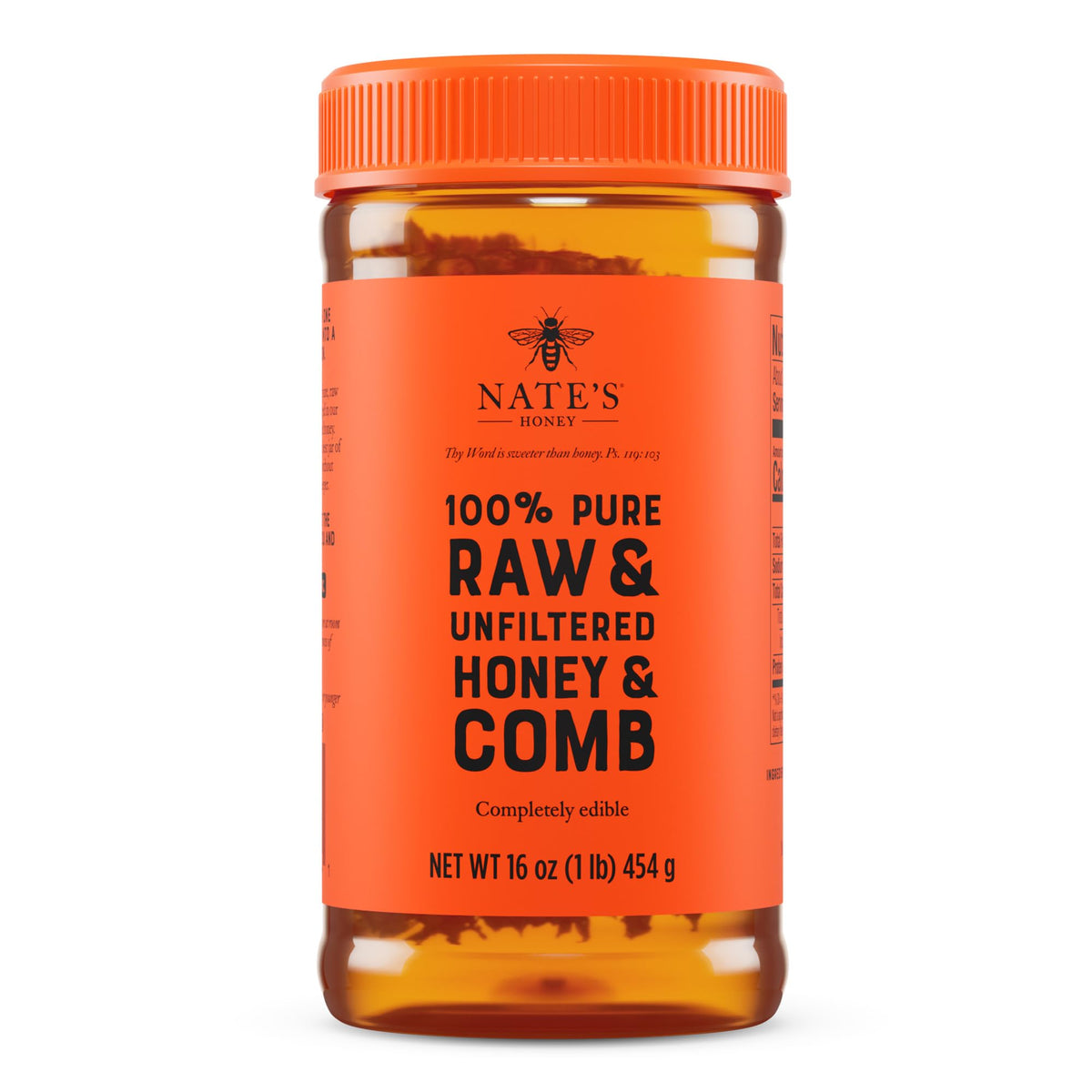 Nate's Honey jar pouring to naturally sweeten coffee or tea.