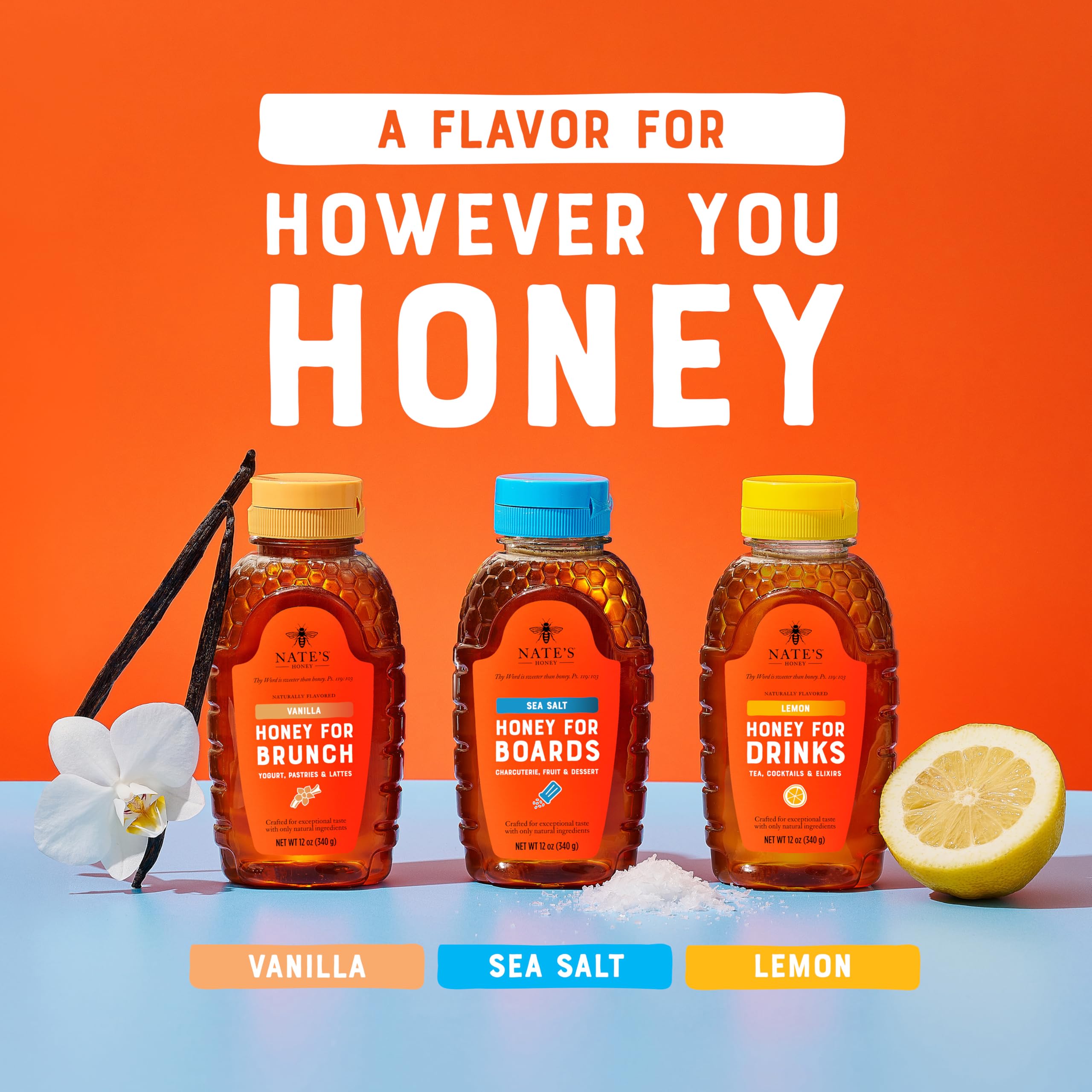 Nate's Lemon Honey glaze drizzle over savory dishes.