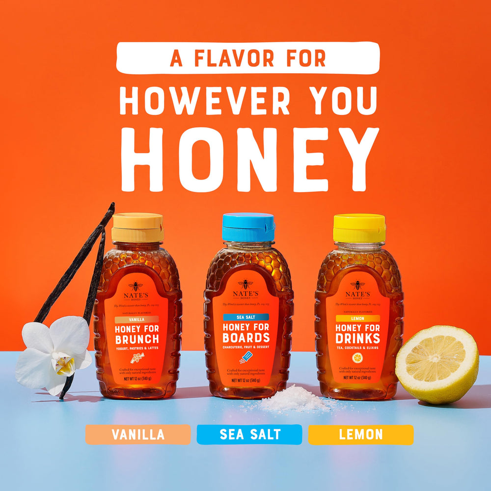 Nate's Lemon Honey glaze drizzle over savory dishes.