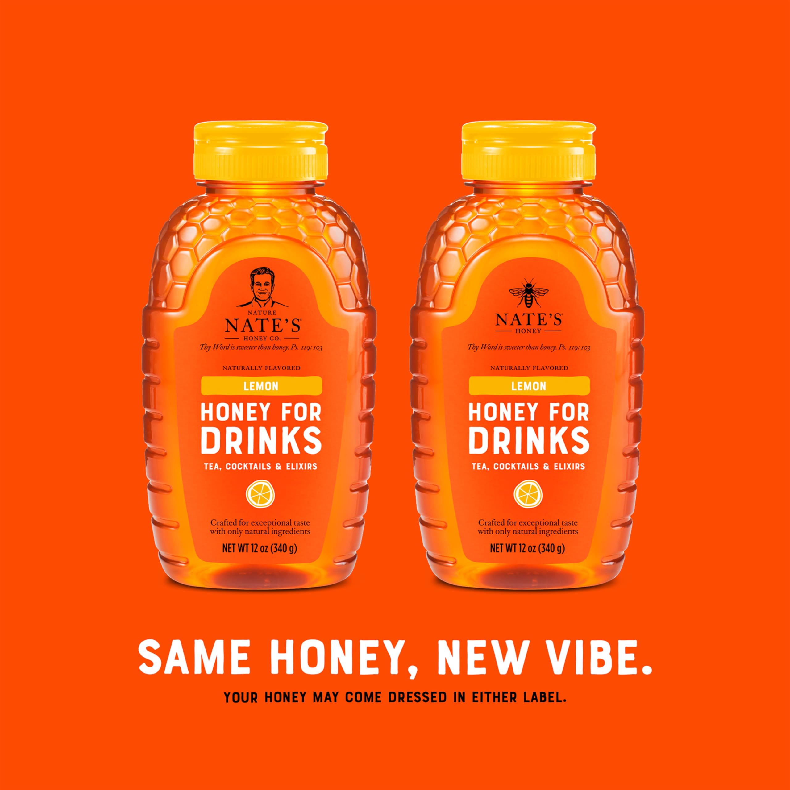 Nate's Lemon Honey purity label highlights quality and safety.
