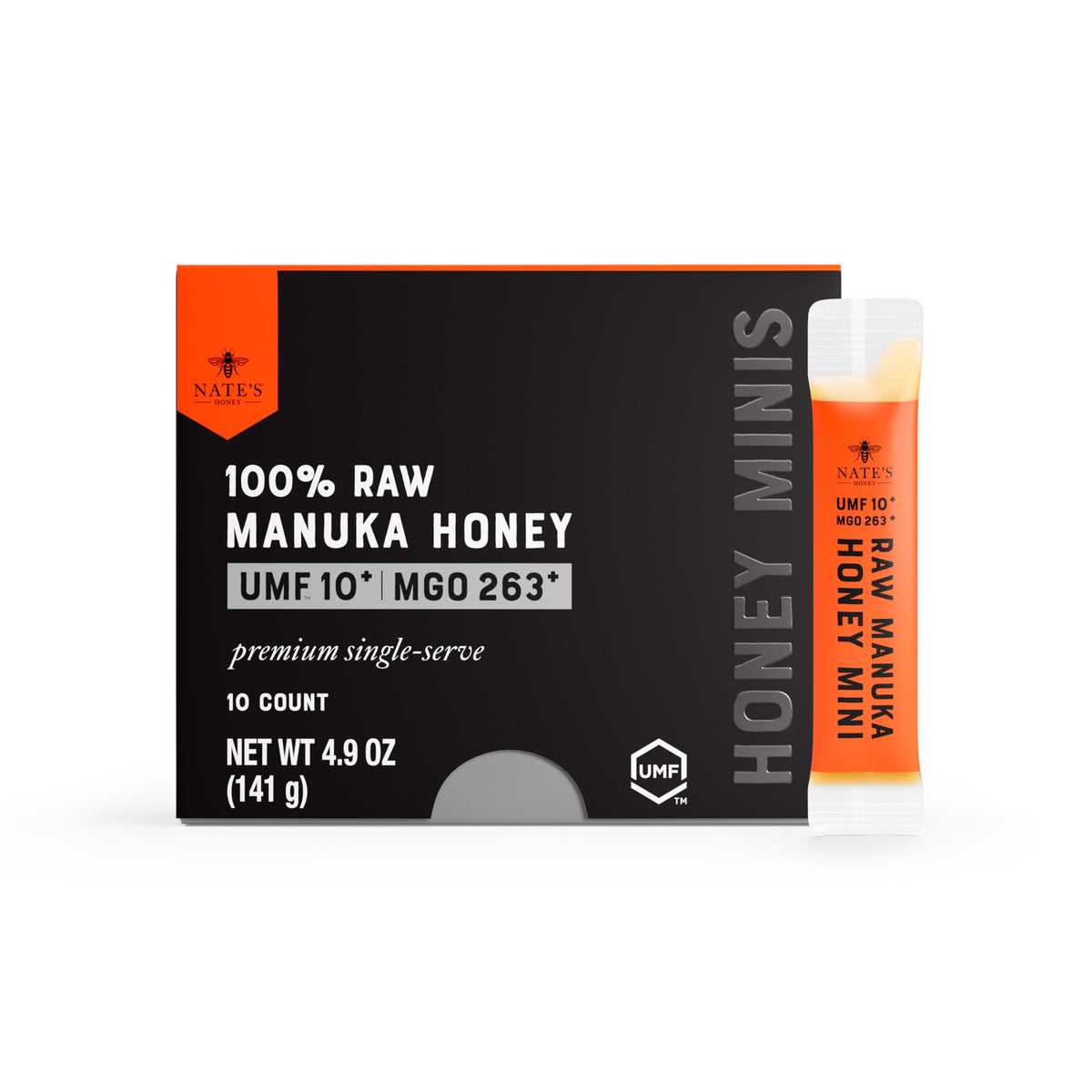 Nate's Manuka Minis packet on the go supports daily wellness.