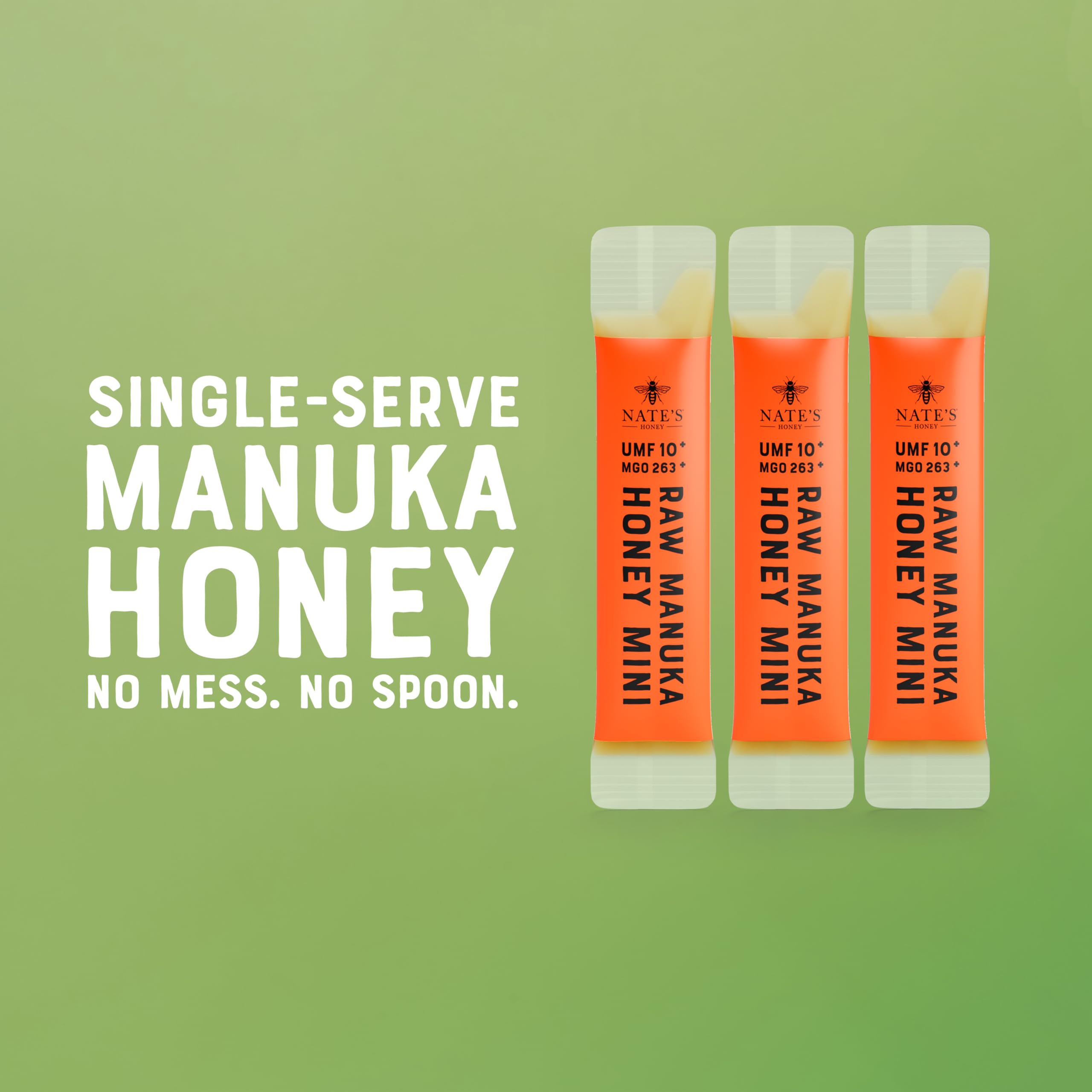 Nate's Manuka Minis New Zealand honey ready to enjoy.