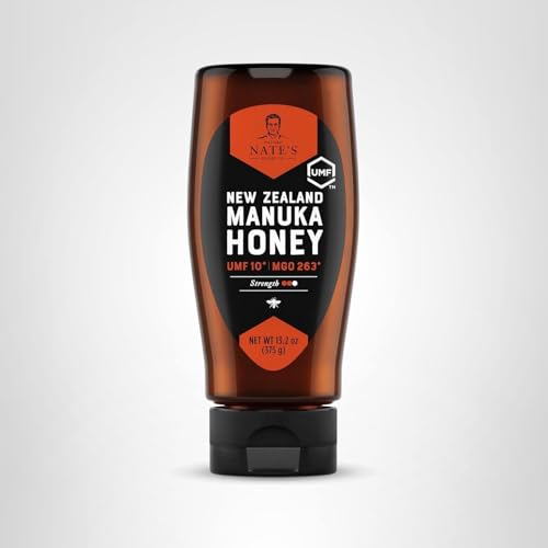 Nate's Honey Manuka shelf display of pure honey