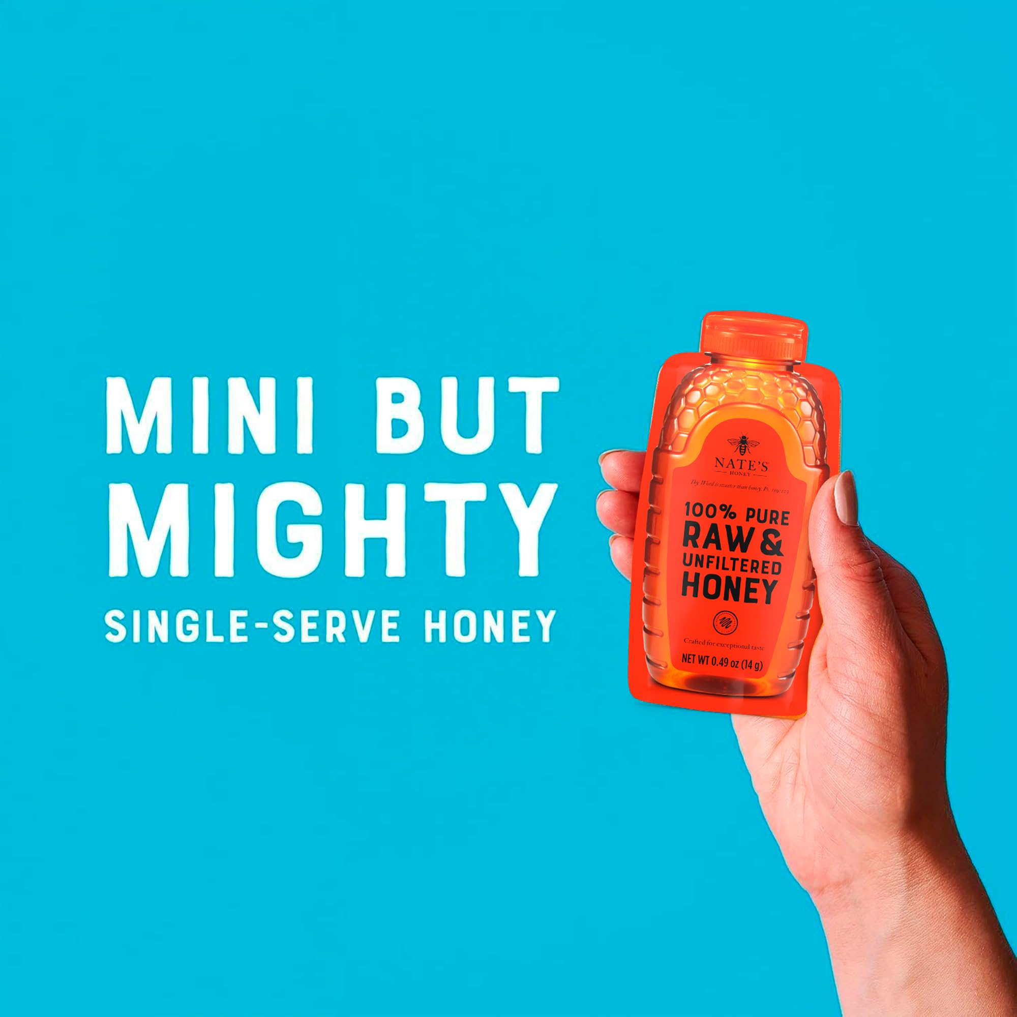 Nate's Honey Minis added to coffee or tea for natural sweetness.