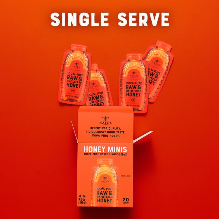 Nate's Honey Minis purity guarantee ensures 100% pure honey.