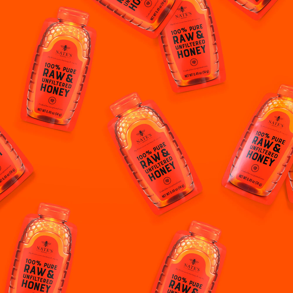 Nate's Honey Minis drizzle on toast, oats, or yogurt for flavor.