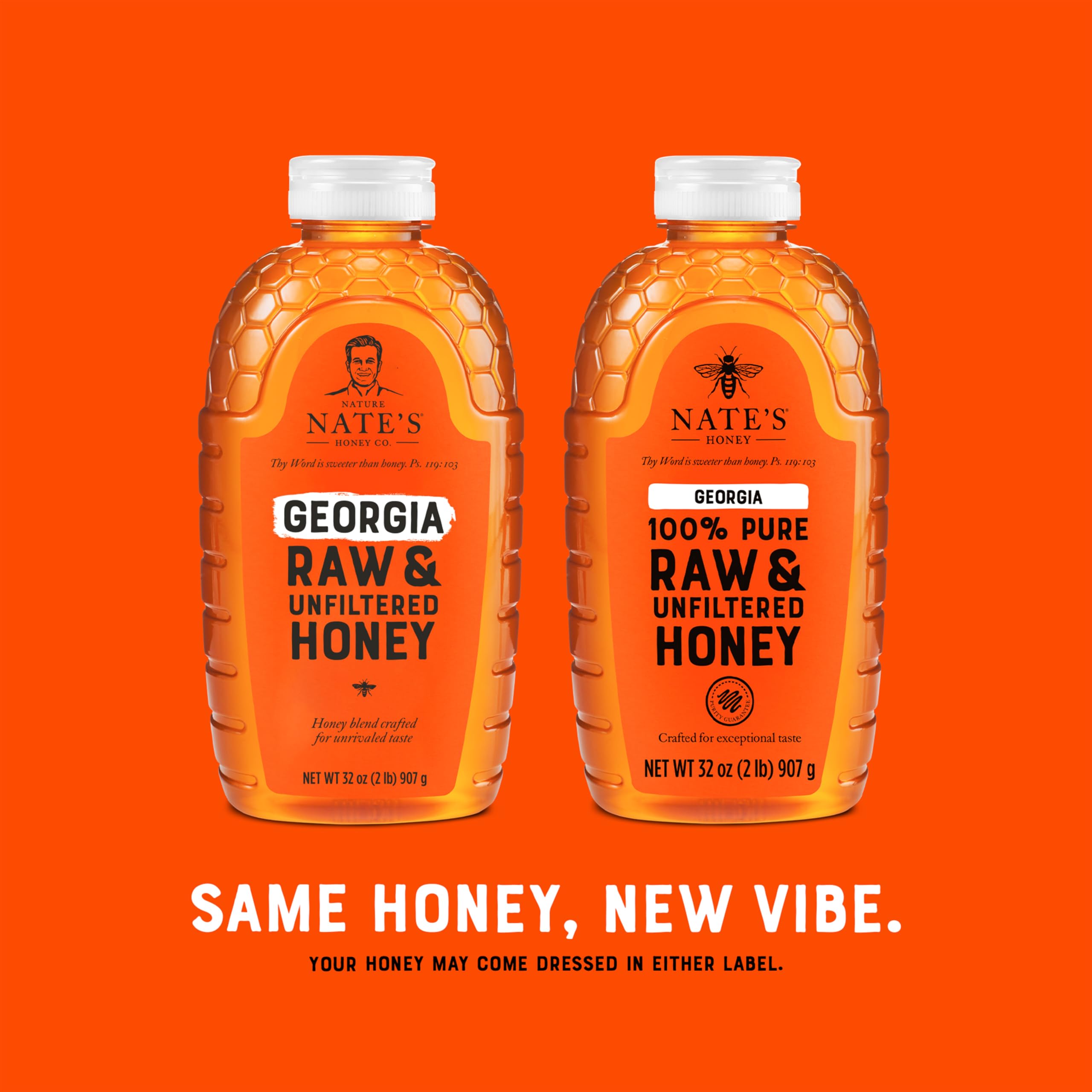 Nate's Honey packaging keeping purity and pollen intact