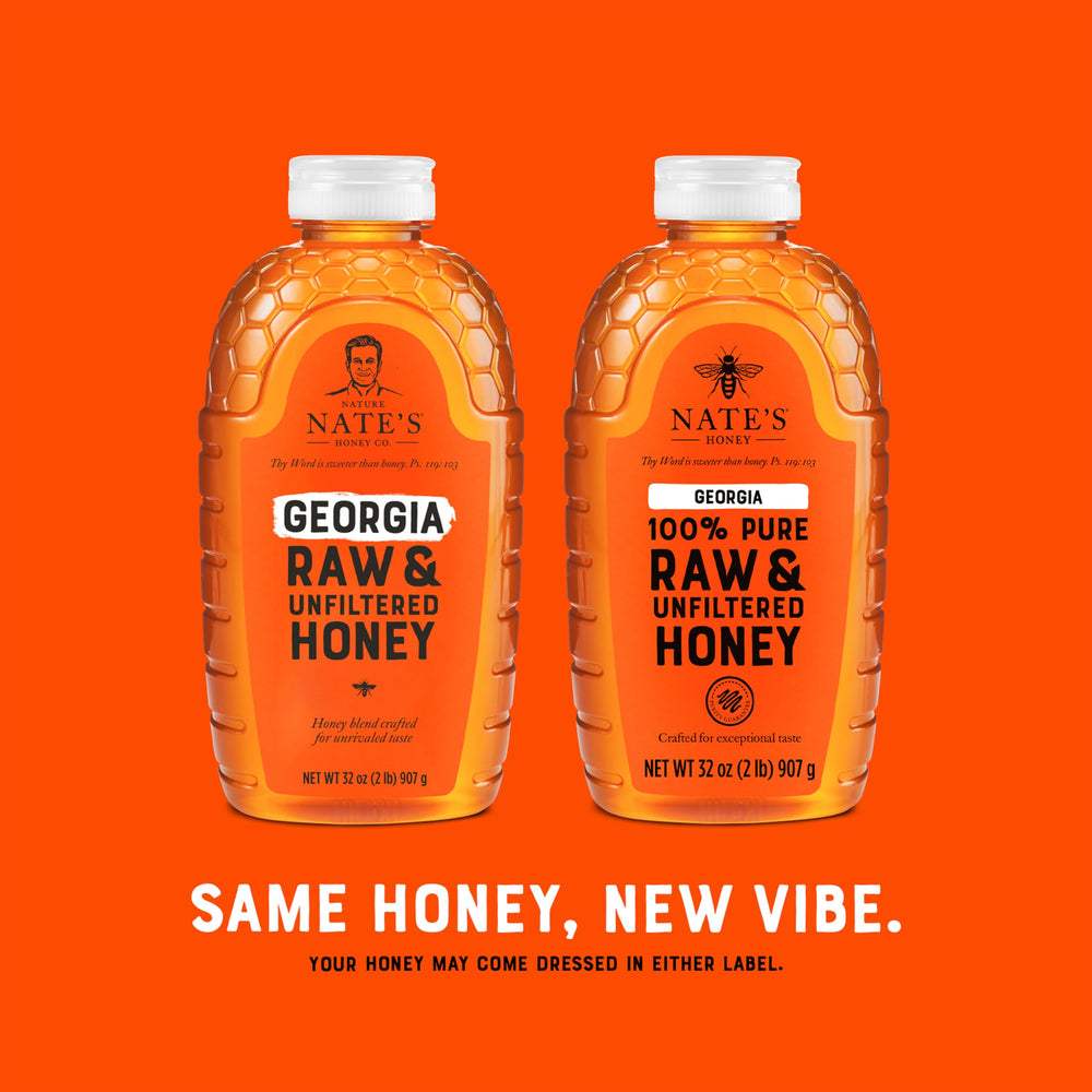 Nate's Honey packaging keeping purity and pollen intact