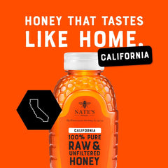 Nate's Honey purity guarantee shown with lab-testing imagery highlighting quality.