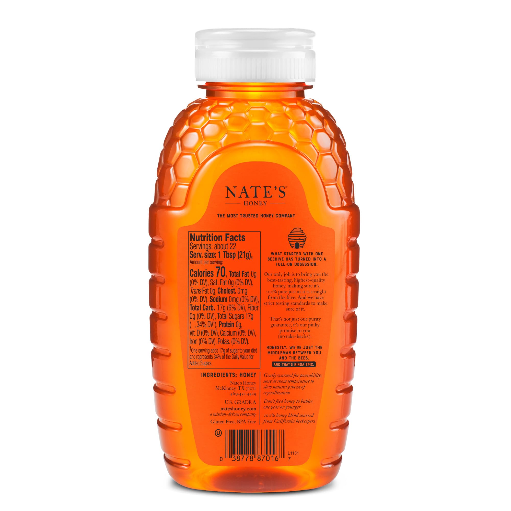 Nate's Honey strict testing standards ensure consistent, pure honey.