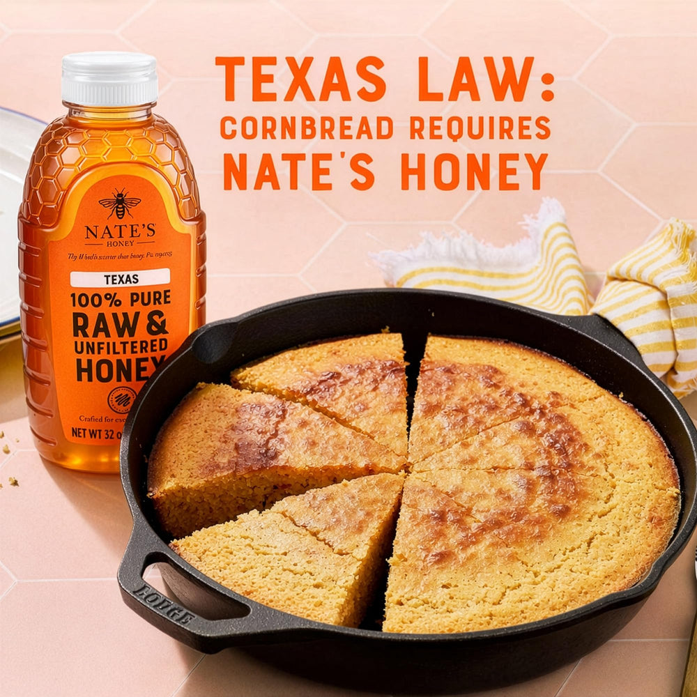 Nate's Honey Texas raw unfiltered label detail communicates purity and origin