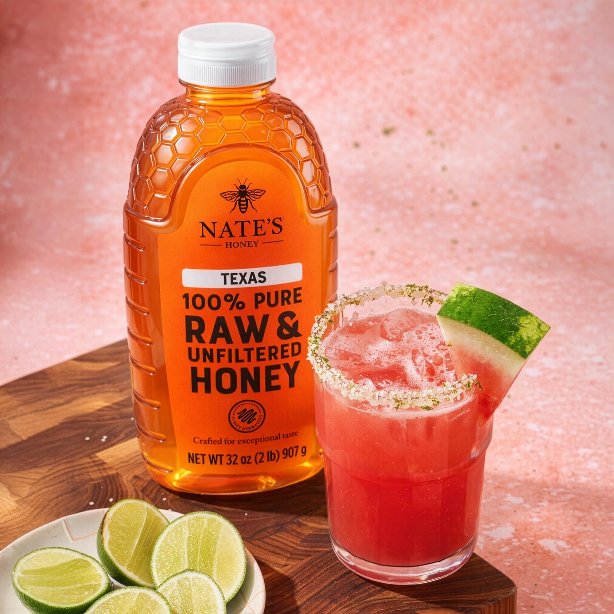 Nate's Honey Texas raw unfiltered bottle on oatmeal shows versatile sweetness
