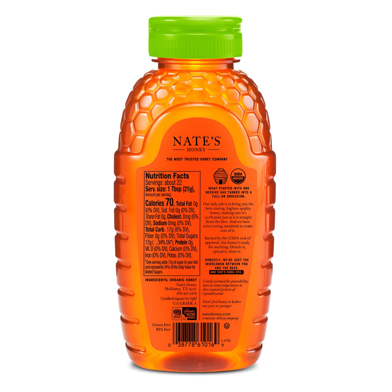 Nature Nate's USDA Organic seal emphasizes certified organic standards.