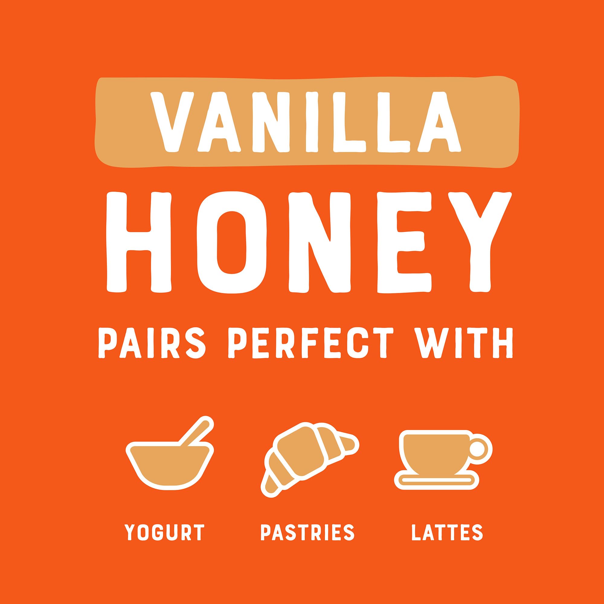 Latte prepared with Nate's Vanilla Honey adds a smooth vanilla note.