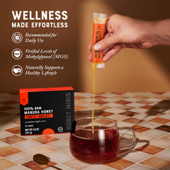Nate's Manuka Honey Minis daily-wellness packs pair with tea or breakfast.