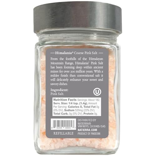 Natierra Himalania coarse pink salt close-up shows minerals and pink color for vibrant dishes.