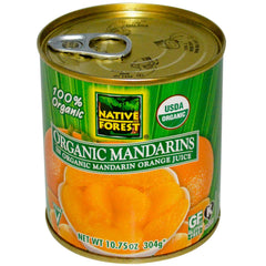 Native Forest Mandarin Oranges 10.75 oz jar, front view, organic and vegan snack option.