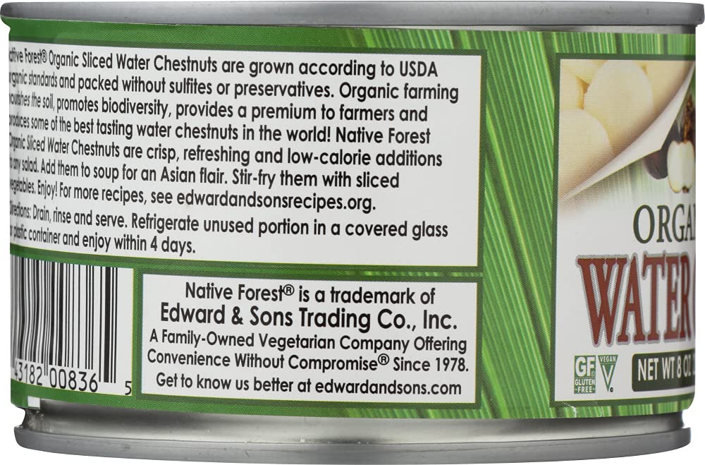 Native Forest Organic Sliced Water Chestnuts in a bowl for quick dishes.