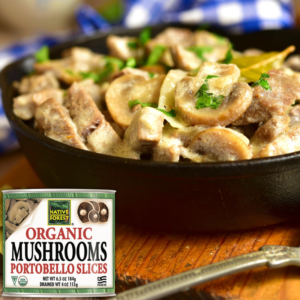 Serving suggestion showing Native Forest Portobello Slices for soups and pizzas.