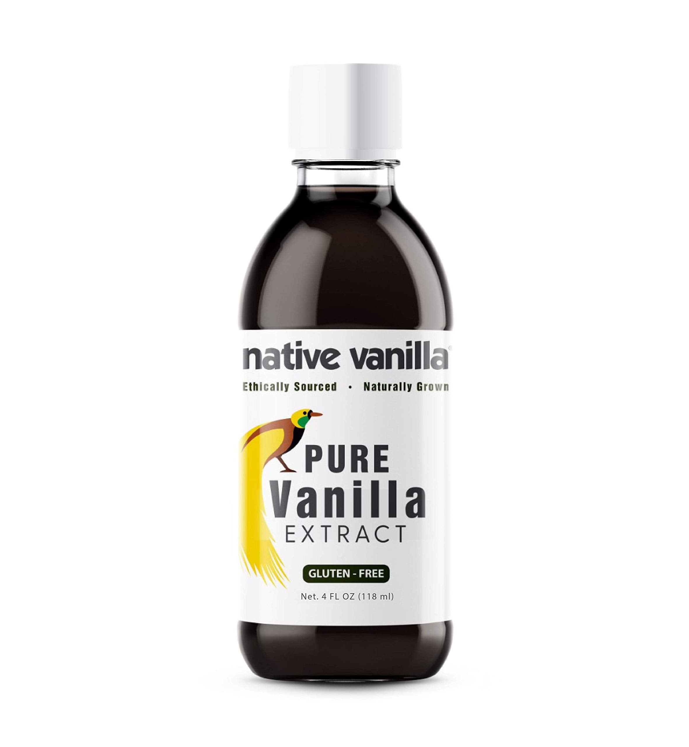 Native Vanilla 4oz bottle shown for rich aroma in baking and beverages