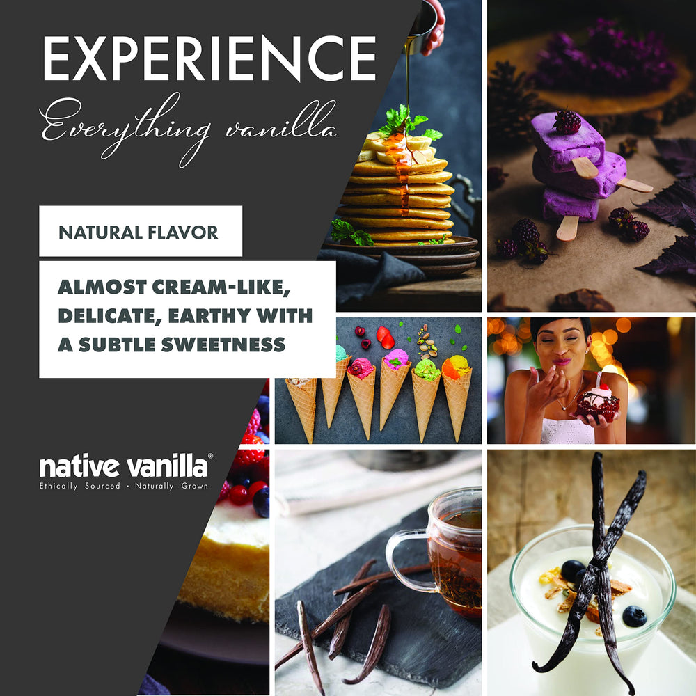 Native Vanilla gourmet grade A vanilla pods, densely seeded for rich homemade vanilla extract.