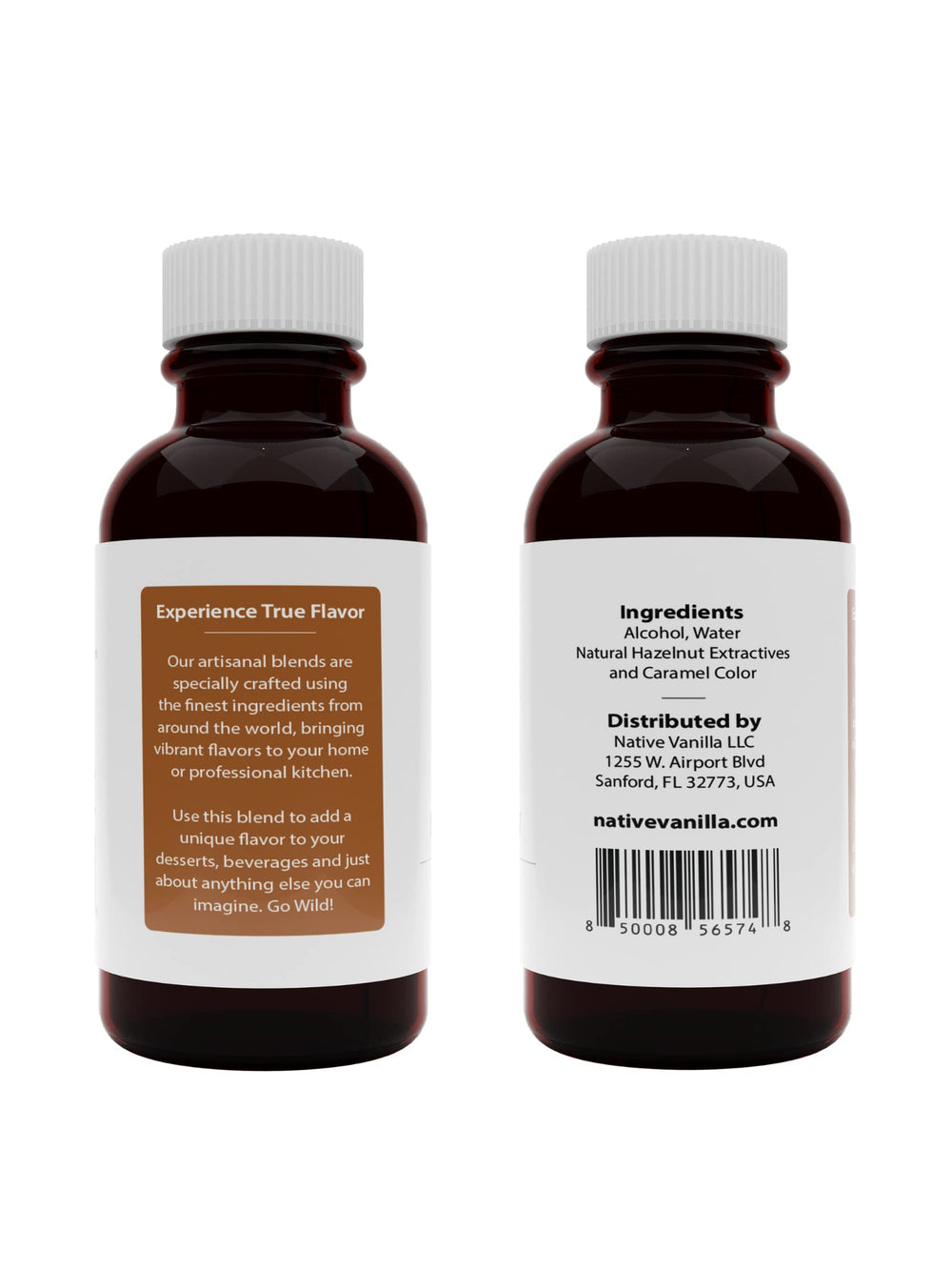 Native Vanilla hazelnut extract closeup shows rich color for baking
