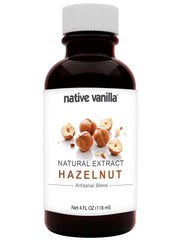 Native Vanilla hazelnut flavor bottle label highlighting premium aroma for desserts and beverages