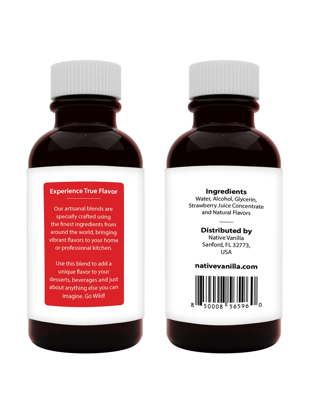 Native Vanilla Pure Strawberry Extract pour view for quick cooking.