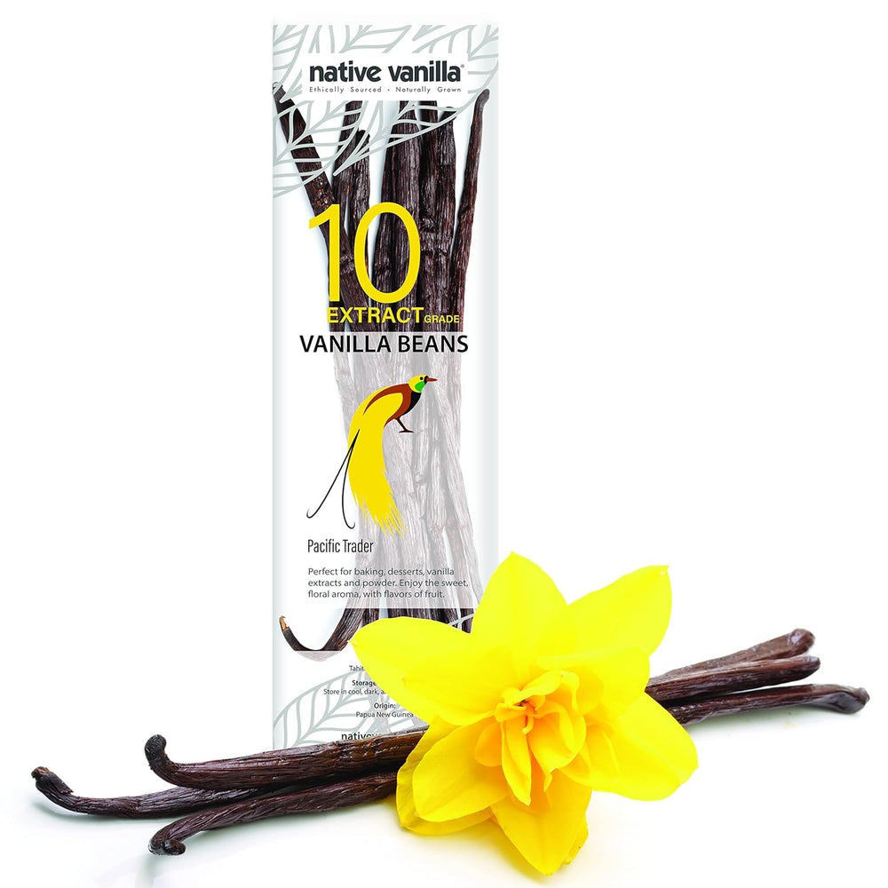 Native Vanilla Tahitian beans pack—premium whole pods ideal for homemade vanilla extract.