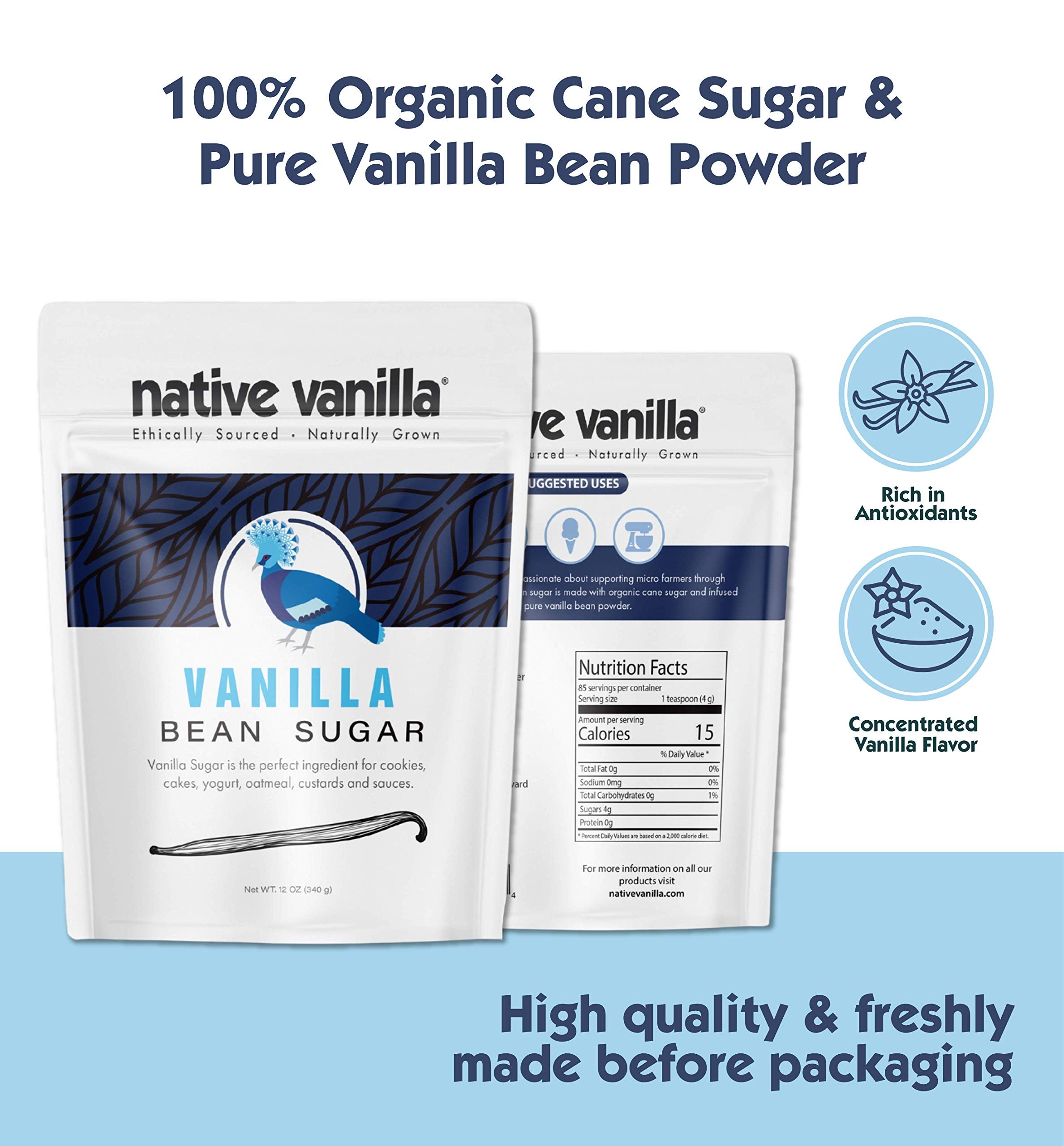 Native Vanilla vanilla bean sugar being poured, elevating cookies with rich aroma.