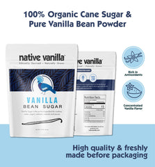 Native Vanilla vanilla bean sugar being poured, elevating cookies with rich aroma.