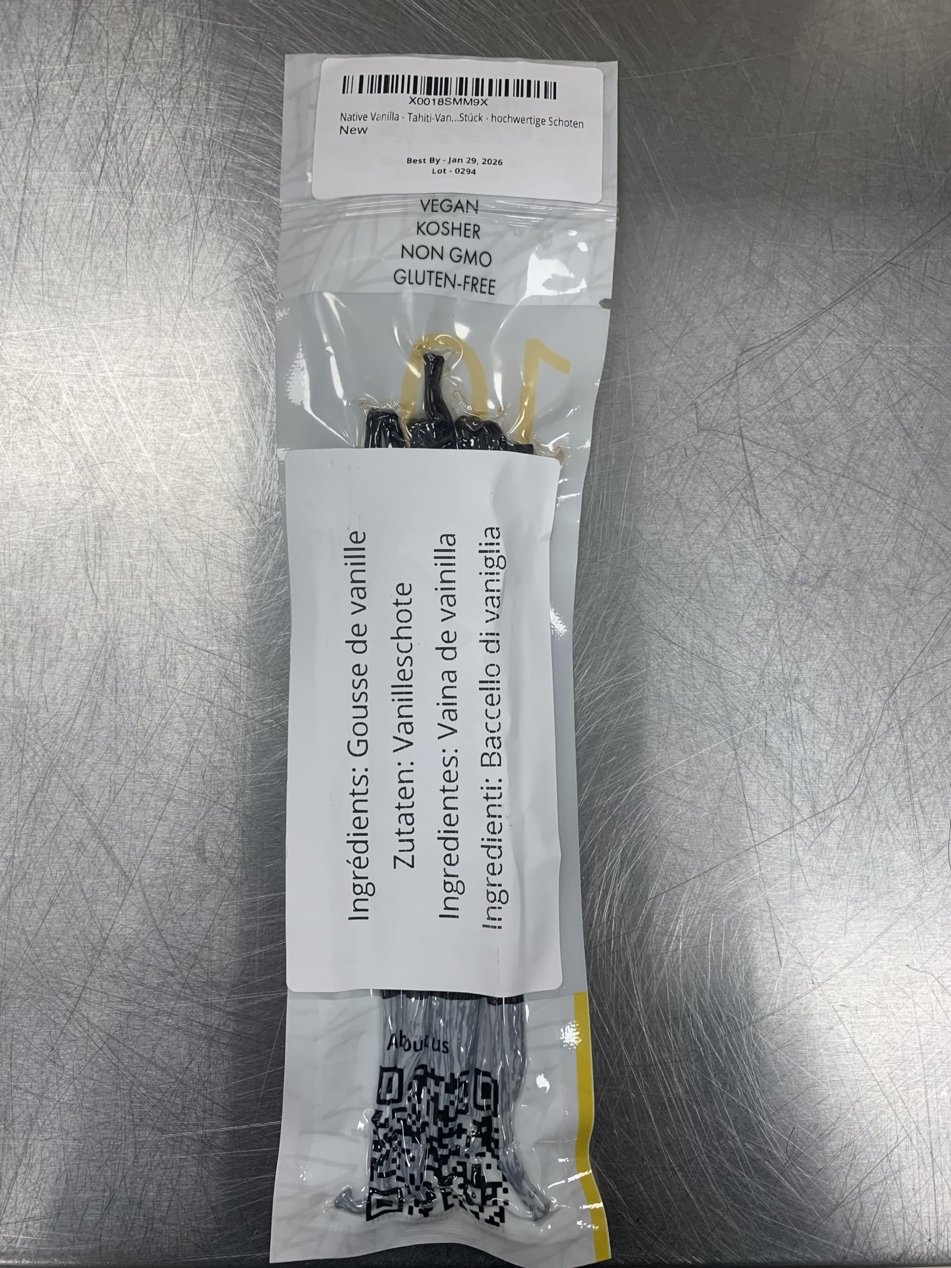 Native Vanilla vegan-kosher label image highlighting certified ingredients for clean cooking.