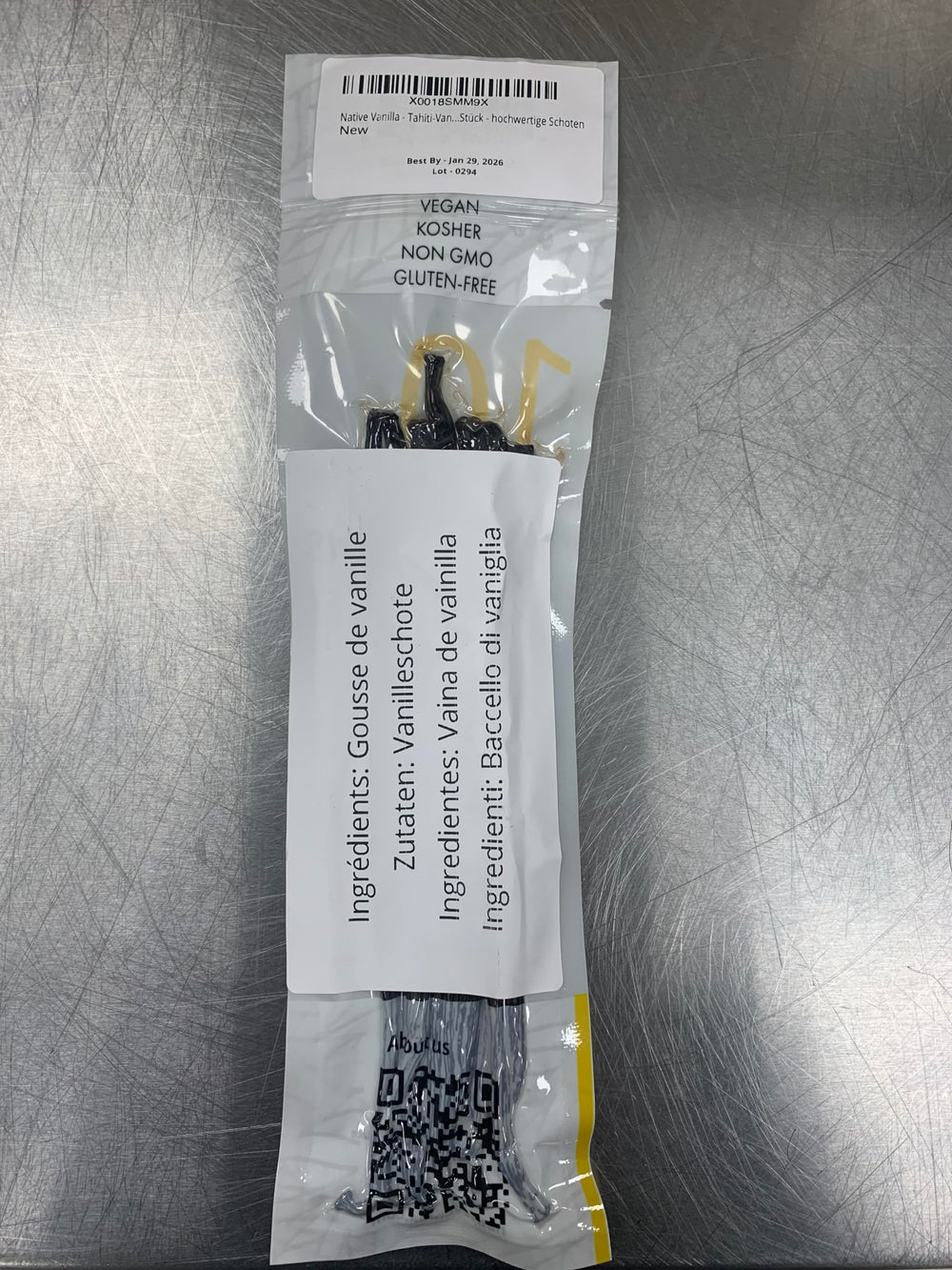 Native Vanilla vegan-kosher label image highlighting certified ingredients for clean cooking.