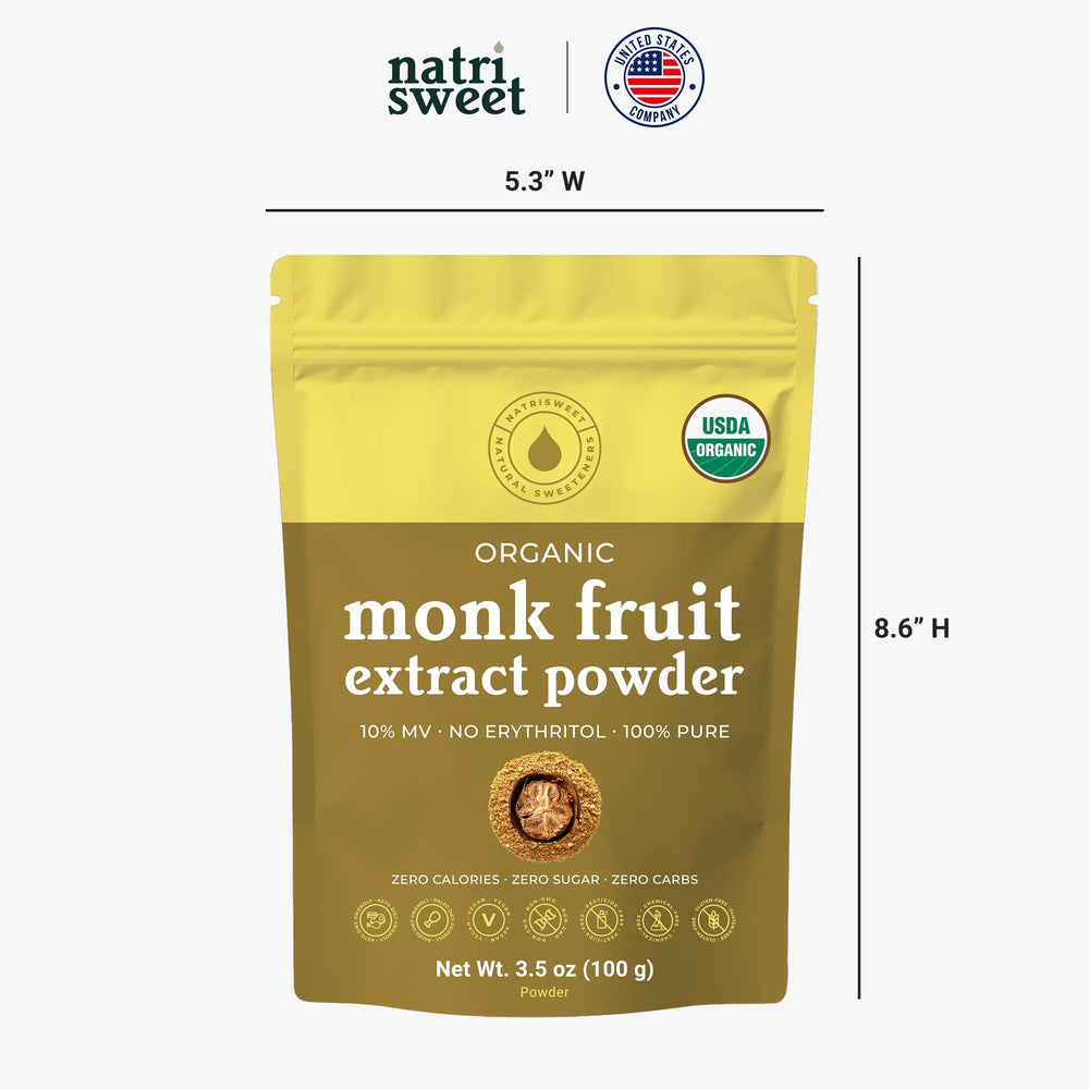 NatriSweet 322 servings per 3.5 oz pouch showcased.