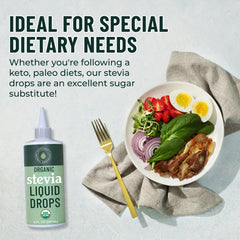 NatriSweet Stevia Liquid Drops in coffee for keto-friendly sweetness.
