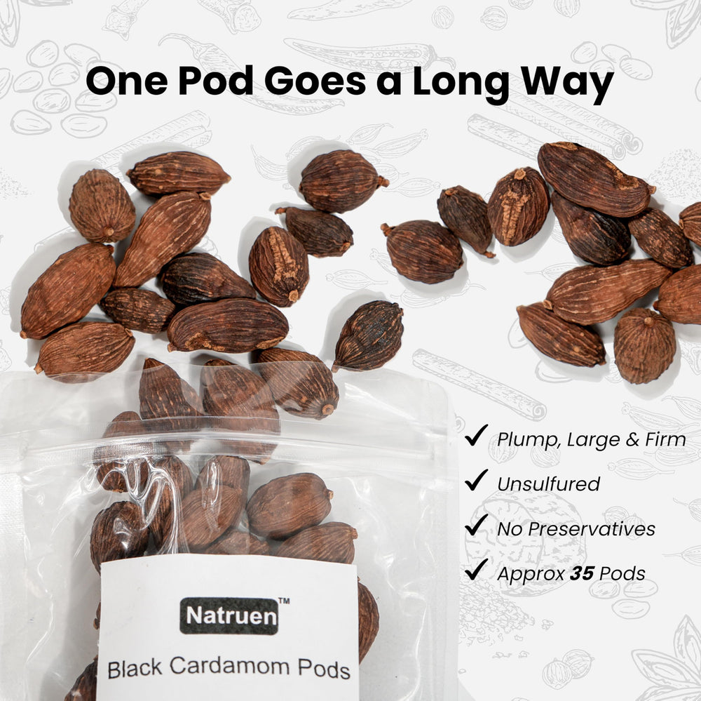 Natruen cardamom pods add depth to savory dishes and desserts.