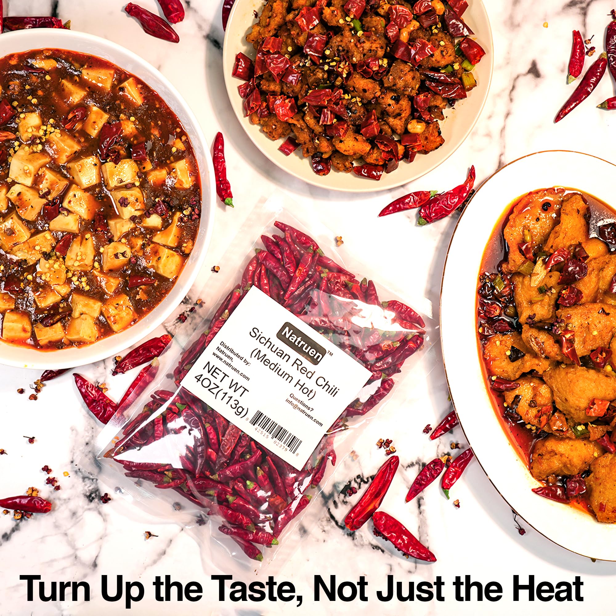 Natruen dried chili pods ready for oil, versatile for sauces.