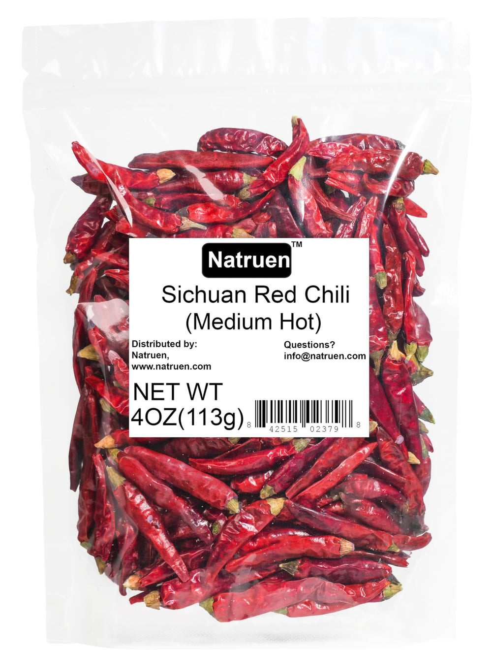 Natruen Szechuan chili pods in close-up, ideal for rich chili oil and sauces.