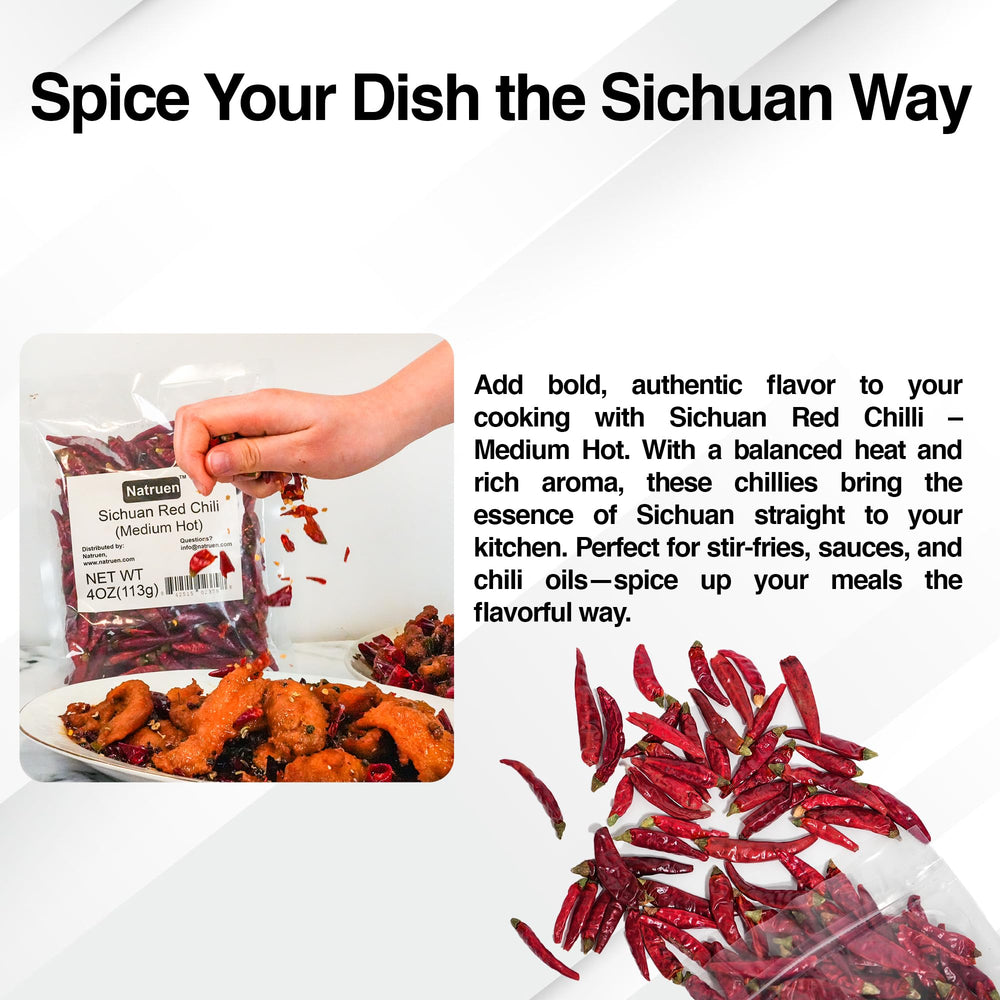 Natruen Szechuan chili pods in bowl, vibrant color enhances sauces and stir-fries.