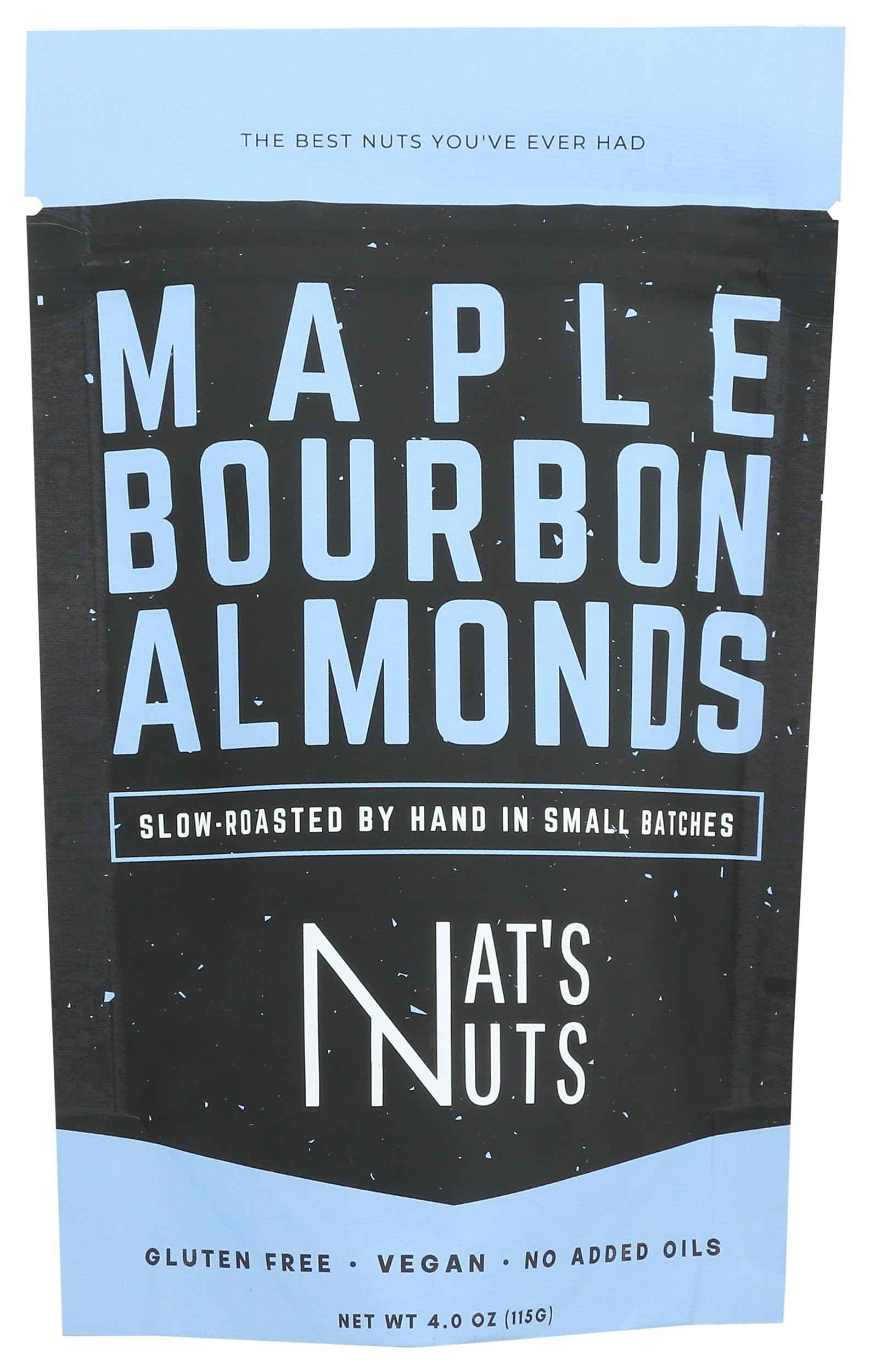 Nat's Nuts Almonds Maple Bourbon 4oz packshot, a flavorful on-the-go snack.