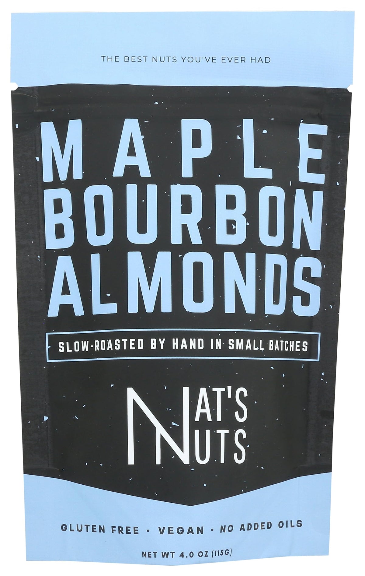 Nat's Nuts Almonds Maple Bourbon 4oz packshot, a flavorful on-the-go snack.