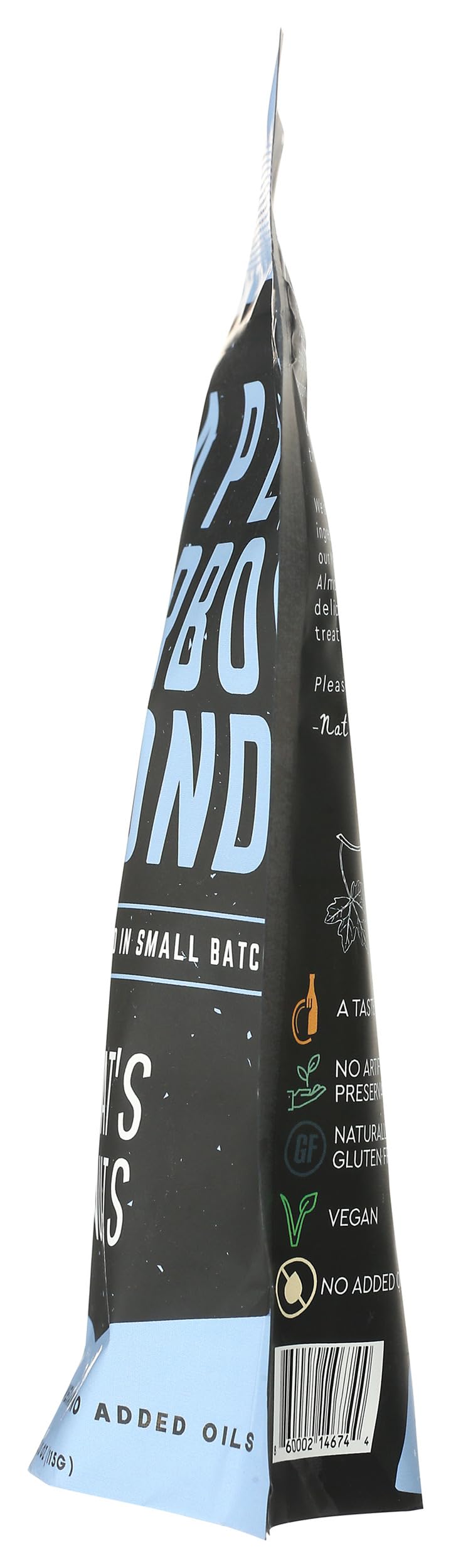 Resealable bag of Nat's Nuts Almonds Maple Bourbon, convenient for lunchboxes.