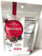 Natural Cravings Chocolate Covered Pomegranates pack back, quick on-the-go treat.