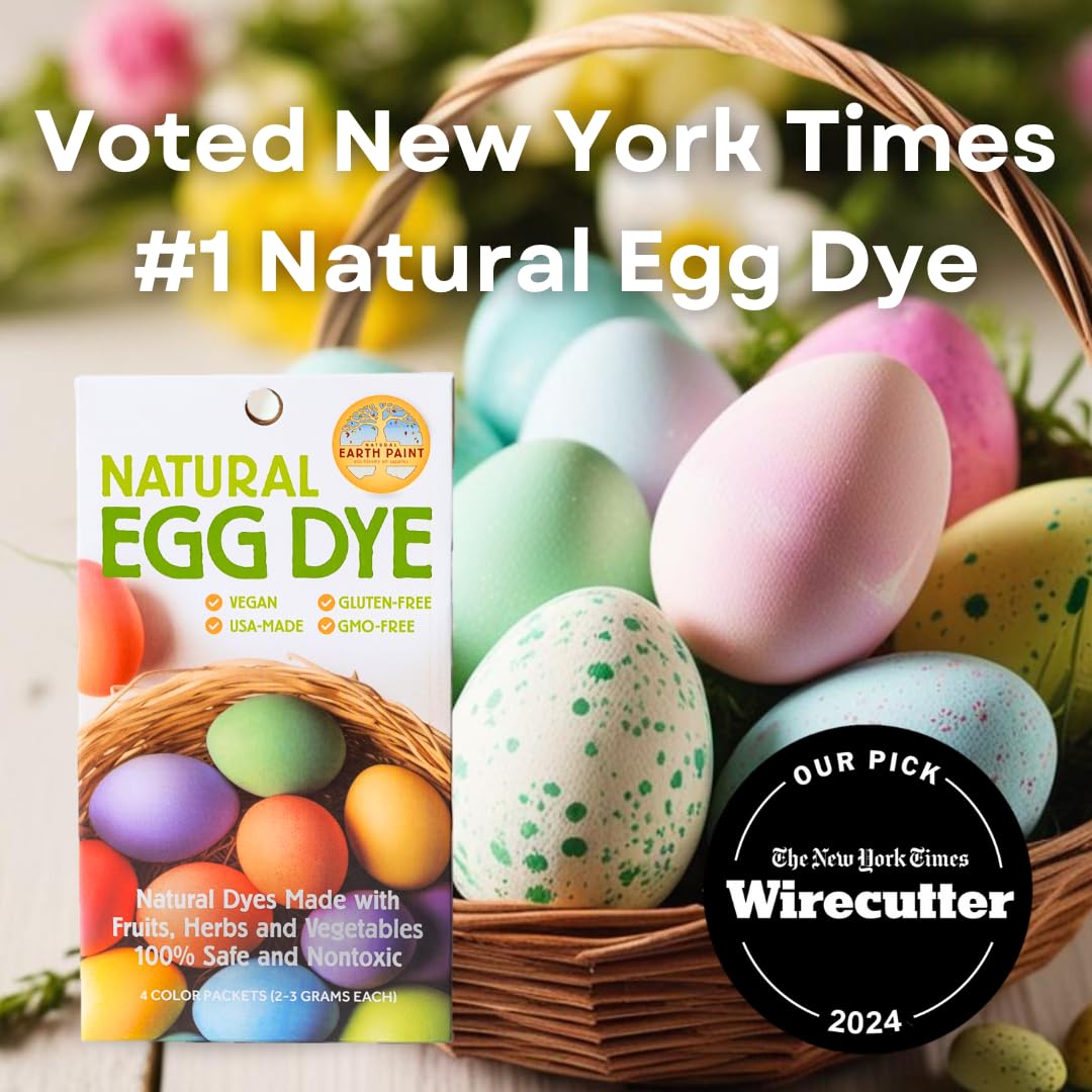 Natural Earth Paint egg dye kit compostable pouches hold plant-based dyes for safe coloring