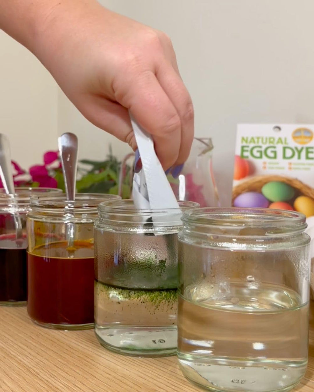 Kids coloring eggs with Natural Earth Paint Egg Dye Kit safely