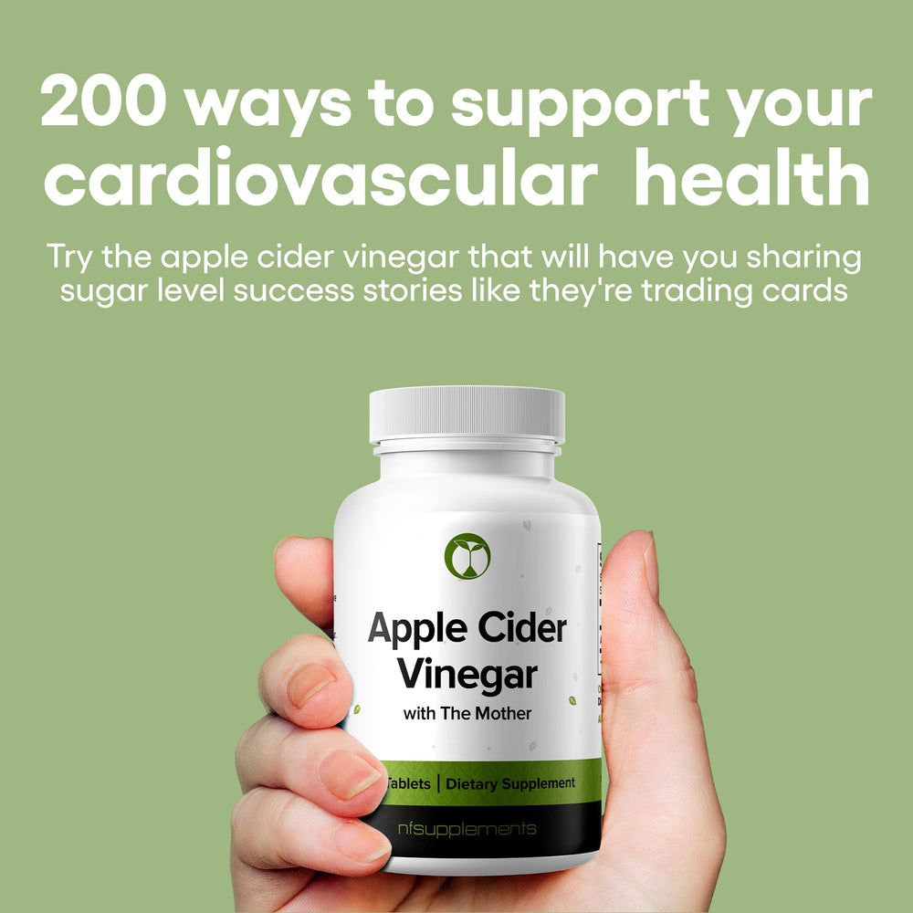Natural Foundation Apple Cider Vinegar label featuring The Mother fermentation