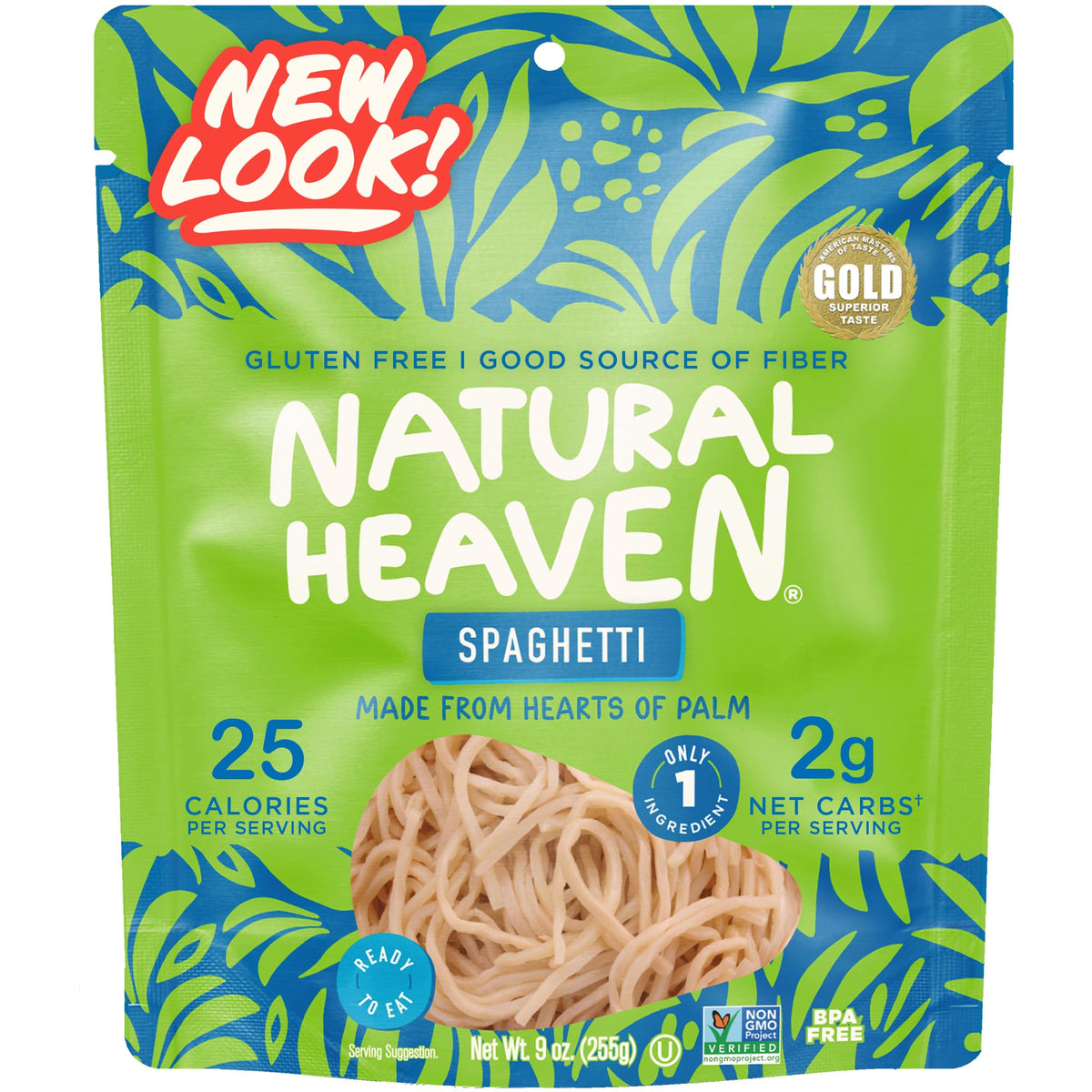 Natural Heaven Spaghetti Noodles heart-of-palm ready to eat, low calorie.